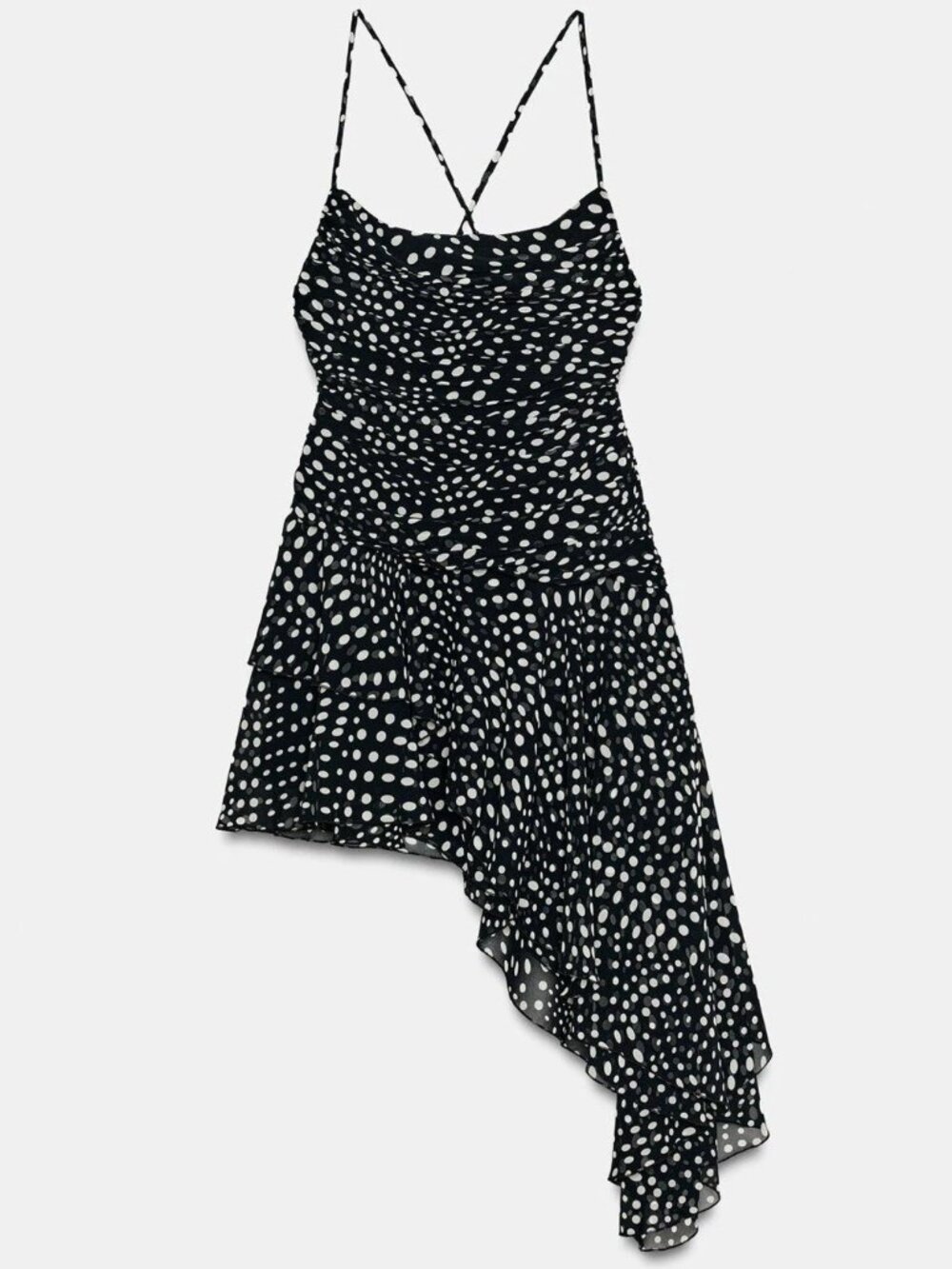 ZARA DRAPED POLKA DOT DRESS